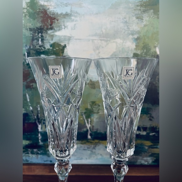 Set of 2 Fluted Champagne Vincennes by Cristal D'Arques-Durand Blown Glass - Picture 2 of 3